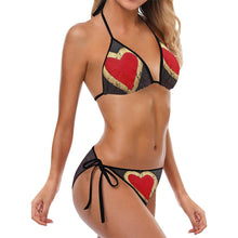 Load image into Gallery viewer, Big Red Heart Classic String Bikini | JSFA - JSFA - Original Art On Fashion by Jenny Simon