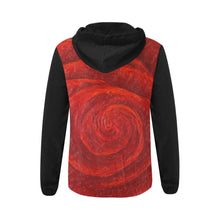 Load image into Gallery viewer, Black And Red Rose Women's Zip Up Hoodie Jacket | JSFA - JSFA - Original Art On Fashion by Jenny Simon