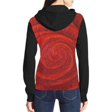 Load image into Gallery viewer, Black And Red Rose Women's Zip Up Hoodie Jacket | JSFA - JSFA - Original Art On Fashion by Jenny Simon