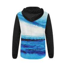 Load image into Gallery viewer, Black Spellbound Blue Women's Zip Up Hoodie Jacket | JSFA - JSFA - Original Art On Fashion by Jenny Simon