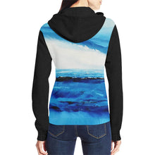 Load image into Gallery viewer, Black Spellbound Blue Women's Zip Up Hoodie Jacket | JSFA - JSFA - Original Art On Fashion by Jenny Simon