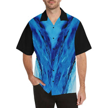 Load image into Gallery viewer, Blue Secret Diagonal Black Sleeve Hawaiian Shirt | JSFA - JSFA - Original Art On Fashion by Jenny Simon