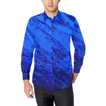 Load image into Gallery viewer, Blue Secret Long Sleeve Men's Shirt | JSFA - JSFA - Original Art On Fashion by Jenny Simon