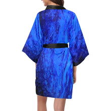 Load image into Gallery viewer, Blue Secret Women's Short Kimono Robe - JSFA - Art On Fashion by Jenny Simon