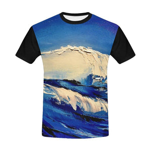 Blue Wave Black Men's T-Shirt | JSFA - JSFA - Original Art On Fashion by Jenny Simon