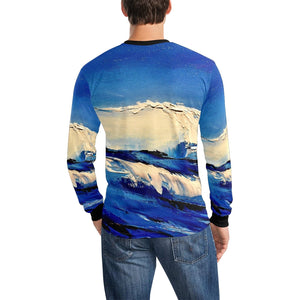Blue Waves Long Sleeve Men's T-shirt | JSFA - JSFA - Original Art On Fashion by Jenny Simon
