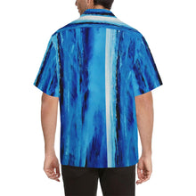 Load image into Gallery viewer, Blue White Spellbound Stripes Hawaiian Shirt | JSFA - JSFA - Original Art On Fashion by Jenny Simon