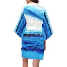 Load image into Gallery viewer, Blue White Spellbound Women's Kimono Robe - JSFA - Art On Fashion by Jenny Simon