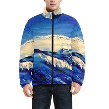 Load image into Gallery viewer, Blue White Wave Men's Bomber Jacket | JSFA - JSFA - Original Art On Fashion by Jenny Simon