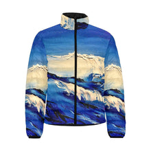Load image into Gallery viewer, Blue White Wave Men's Bomber Jacket | JSFA - JSFA - Original Art On Fashion by Jenny Simon