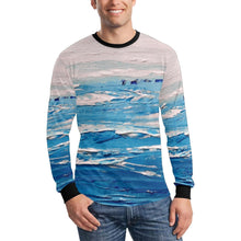 Load image into Gallery viewer, Blue White Waves Long Sleeve Men&#39;s T-shirt | JSFA - JSFA - Original Art On Fashion by Jenny Simon