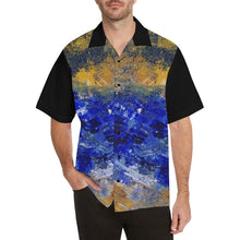Load image into Gallery viewer, Blue Yellow Beaches Hawaiian Shirt Black Sleeve | JSFA - JSFA - Original Art On Fashion by Jenny Simon