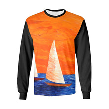 Load image into Gallery viewer, Boats Blue Orange Black Long Sleeve Men&#39;s T-shirt | JSFA - JSFA - Original Art On Fashion by Jenny Simon