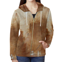 Load image into Gallery viewer, Golden Path Women's Zip Up Hoodie Jacket | JSFA - JSFA - Original Art On Fashion by Jenny Simon