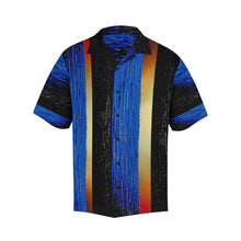Load image into Gallery viewer, Men's Blue Gold Water Stripes Hawaiian Shirt | JSFA - JSFA - Original Art On Fashion by Jenny Simon