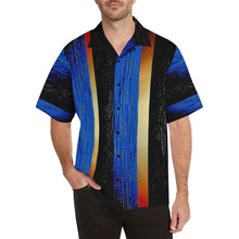 Load image into Gallery viewer, Men's Blue Gold Water Stripes Hawaiian Shirt | JSFA - JSFA - Original Art On Fashion by Jenny Simon