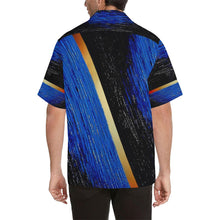 Load image into Gallery viewer, Men's Blue Gold Water V Stripes Hawaiian Shirt | JSFA - JSFA - Original Art On Fashion by Jenny Simon