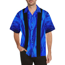 Load image into Gallery viewer, Men's Blue Secret Black Stripes Hawaiian Shirt | JSFA - JSFA - Original Art On Fashion by Jenny Simon