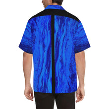 Load image into Gallery viewer, Men's Blue Secret Black Stripes Hawaiian Shirt | JSFA - JSFA - Original Art On Fashion by Jenny Simon