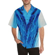 Load image into Gallery viewer, Men's Blue Secret Diagonal Hawaiian Shirt | JSFA - JSFA - Original Art On Fashion by Jenny Simon