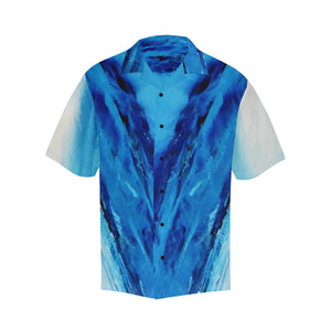 Men's Blue Secret Diagonal Hawaiian Shirt | JSFA - JSFA - Original Art On Fashion by Jenny Simon