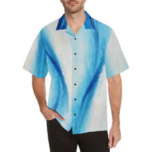 Load image into Gallery viewer, Men's Blue White Spleebound Wave Hawaiian Shirt | JSFA - JSFA - Original Art On Fashion by Jenny Simon