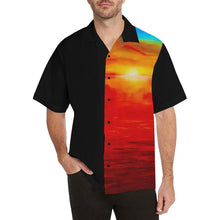 Load image into Gallery viewer, Men's Orange Sunset Hawaiian Shirt Black Side | JSFA - JSFA - Original Art On Fashion by Jenny Simon