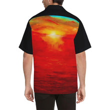 Load image into Gallery viewer, Men's Orange Sunset Hawaiian Shirt Black Side | JSFA - JSFA - Original Art On Fashion by Jenny Simon