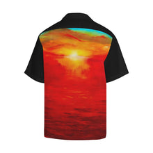 Load image into Gallery viewer, Men's Orange Sunset Hawaiian Shirt Black Side | JSFA - JSFA - Original Art On Fashion by Jenny Simon