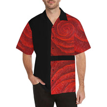 Load image into Gallery viewer, Men's Red Roses Black Side Hawaiian Shirt | JSFA - JSFA - Original Art On Fashion by Jenny Simon