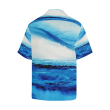Load image into Gallery viewer, Men's Spellbound Blue White Hawaiian Shirt | JSFA - JSFA - Original Art On Fashion by Jenny Simon