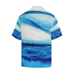 Men's Spellbound Blue White Hawaiian Shirt | JSFA - JSFA - Original Art On Fashion by Jenny Simon