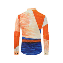 Load image into Gallery viewer, Orange Blue Sail Away Long Sleeve Men's Shirt | JSFA - JSFA - Original Art On Fashion by Jenny Simon