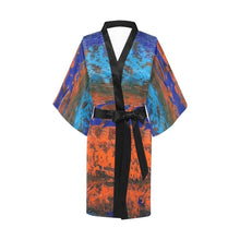 Load image into Gallery viewer, Orange Blue Zest Women&#39;s Short Kimono Robe - JSFA - Art On Fashion by Jenny Simon