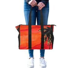Load image into Gallery viewer, Orange Palm Tree Pool Beach Tote | JSFA - JSFA - Art On Fashion by Jenny Simon