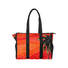 Load image into Gallery viewer, Orange Palm Tree Pool Beach Tote | JSFA - JSFA - Art On Fashion by Jenny Simon