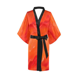 Orange Palm Tree Women's Kimono Robe - JSFA - Art On Fashion by Jenny Simon