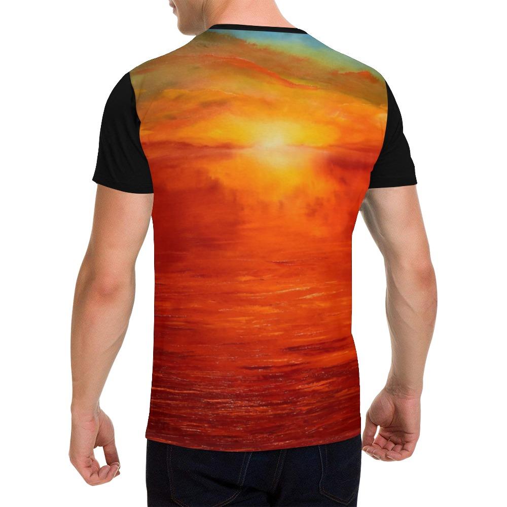 Tシャツ・カットソー VETEMENTS 'Black & Orange Fire' shirt Orange Sunset Black Men's T-Shirt | JSFA
