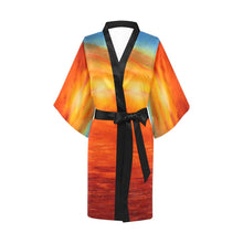Load image into Gallery viewer, Orange Sunset Women's Short Kimono Robe - JSFA - Art On Fashion by Jenny Simon