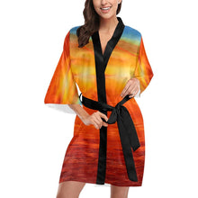 Load image into Gallery viewer, Orange Sunset Women&#39;s Short Kimono Robe - JSFA - Art On Fashion by Jenny Simon