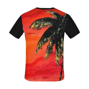 Palm Tree Orange Black Men's T-Shirt | JSFA - JSFA - Original Art On Fashion by Jenny Simon