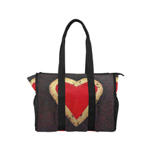 Load image into Gallery viewer, Red Gold Heart Pool Beach Tote | JSFA - JSFA - Art On Fashion by Jenny Simon