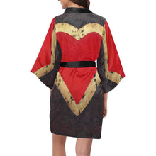 Load image into Gallery viewer, Red Heart Women&#39;s Short Kimono Robe - JSFA - Art On Fashion by Jenny Simon