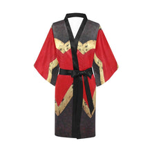 Load image into Gallery viewer, Red Heart Women's Short Kimono Robe - JSFA - Art On Fashion by Jenny Simon