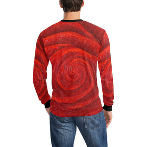 Red Rose Long Sleeve Men's T-shirt | JSFA - JSFA - Original Art On Fashion by Jenny Simon