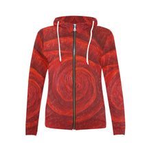 Load image into Gallery viewer, Red Rose Women's Zip Up Hoodie Jacket | JSFA - JSFA - Original Art On Fashion by Jenny Simon
