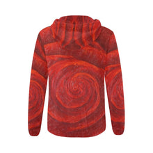 Load image into Gallery viewer, Red Rose Women's Zip Up Hoodie Jacket | JSFA - JSFA - Original Art On Fashion by Jenny Simon