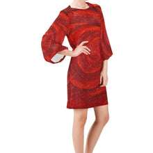 Load image into Gallery viewer, Red Roses Bell Sleeve Dress | JSFA - JSFA - Original Art On Fashion by Jenny Simon