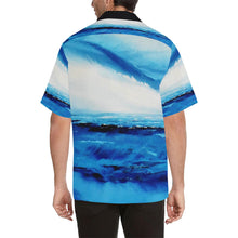 Load image into Gallery viewer, Spellbound Blue-White Black Sleeve Hawaiian Shirt | JSFA - JSFA - Original Art On Fashion by Jenny Simon