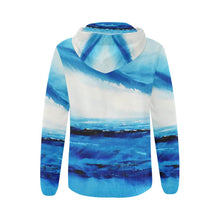 Load image into Gallery viewer, Spellbound Blue Women's Zip Up Hoodie Jacket | JSFA - JSFA - Original Art On Fashion by Jenny Simon